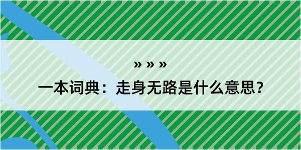 一本词典：走身无路是什么意思？