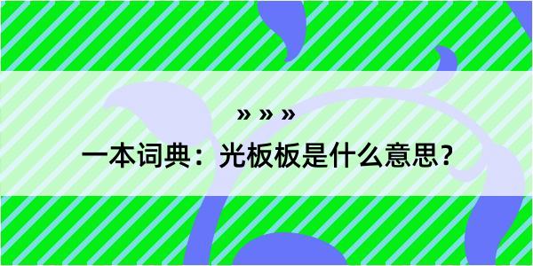 一本词典：光板板是什么意思？