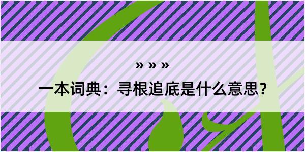 一本词典：寻根追底是什么意思？