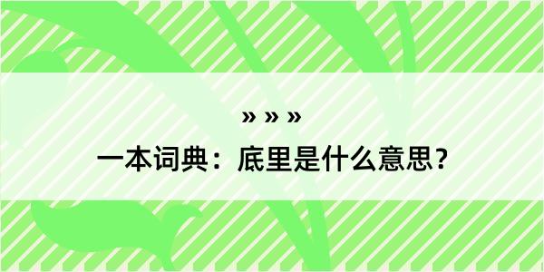 一本词典：底里是什么意思？