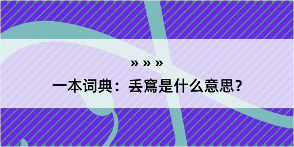 一本词典：丢窵是什么意思？