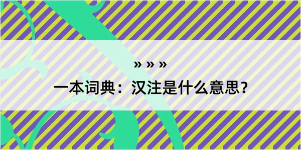 一本词典：汉注是什么意思？