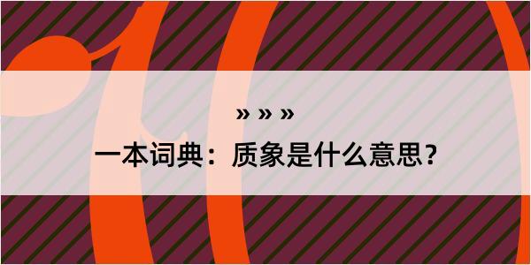 一本词典：质象是什么意思？