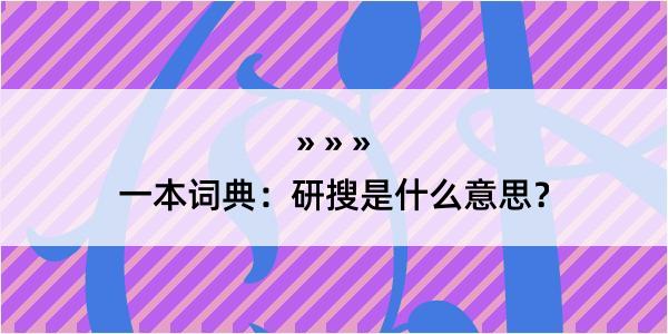 一本词典：研搜是什么意思？