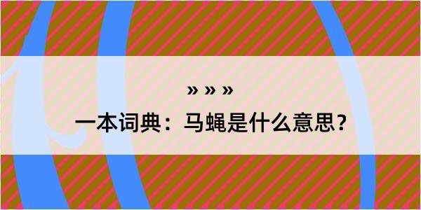 一本词典：马蝇是什么意思？