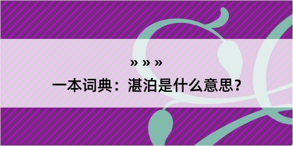 一本词典：湛泊是什么意思？