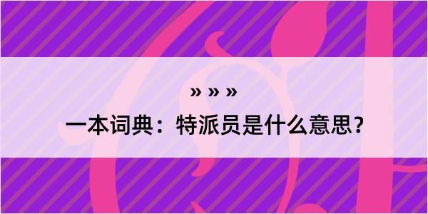 一本词典：特派员是什么意思？