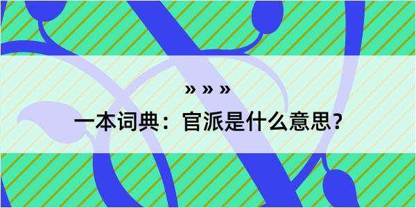 一本词典：官派是什么意思？