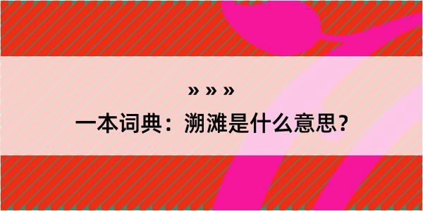 一本词典：溯滩是什么意思？