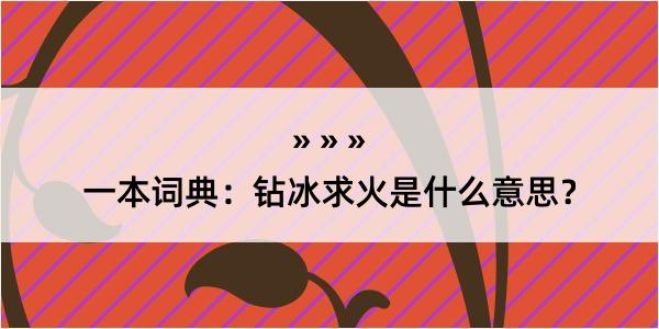 一本词典：钻冰求火是什么意思？