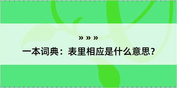 一本词典：表里相应是什么意思？