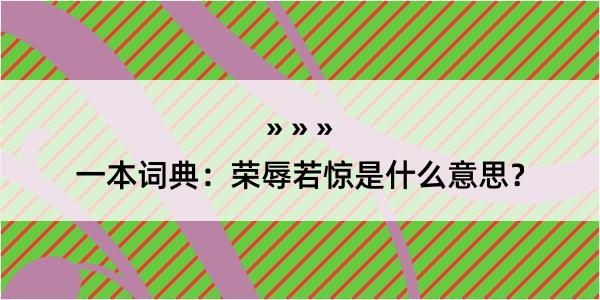 一本词典：荣辱若惊是什么意思？