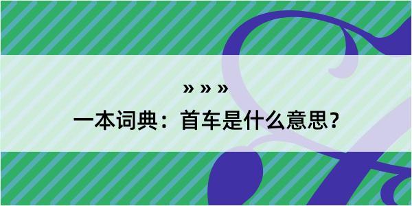 一本词典：首车是什么意思？