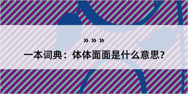 一本词典：体体面面是什么意思？