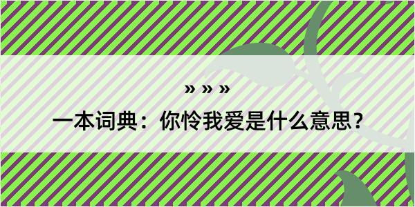 一本词典：你怜我爱是什么意思？