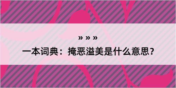 一本词典：掩恶溢美是什么意思？