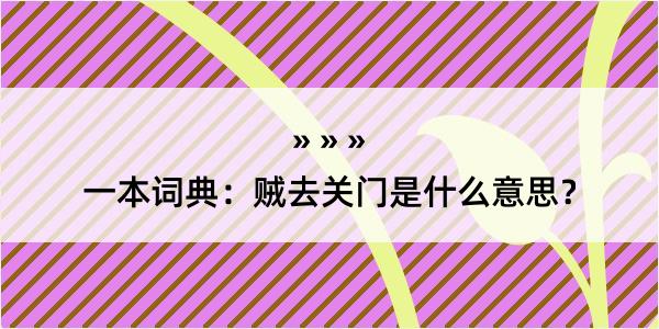 一本词典：贼去关门是什么意思？