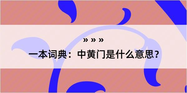 一本词典：中黄门是什么意思？