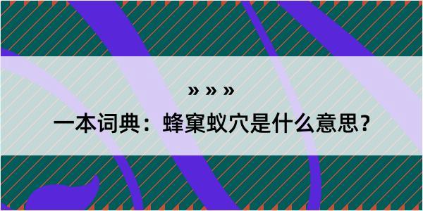 一本词典：蜂窠蚁穴是什么意思？