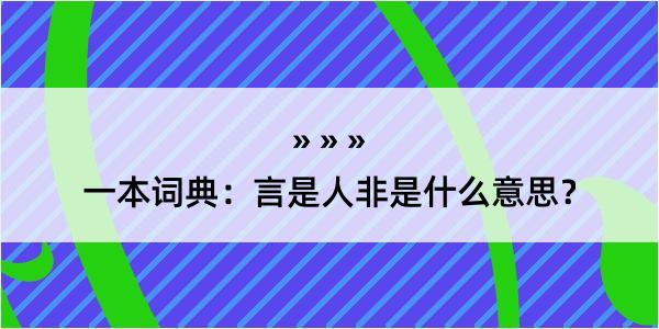 一本词典：言是人非是什么意思？