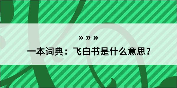 一本词典：飞白书是什么意思？