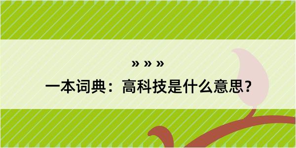 一本词典：高科技是什么意思？