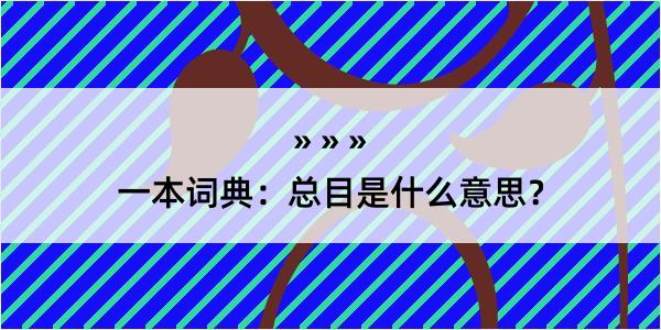 一本词典：总目是什么意思？