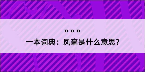 一本词典：凤毫是什么意思？