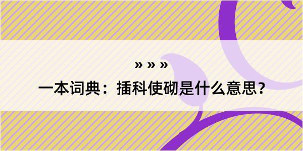 一本词典：插科使砌是什么意思？