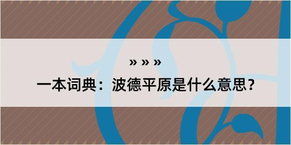 一本词典：波德平原是什么意思？