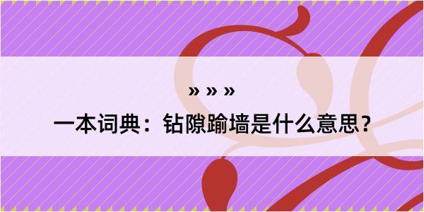 一本词典：钻隙踰墙是什么意思？