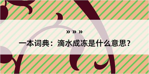 一本词典：滴水成冻是什么意思？