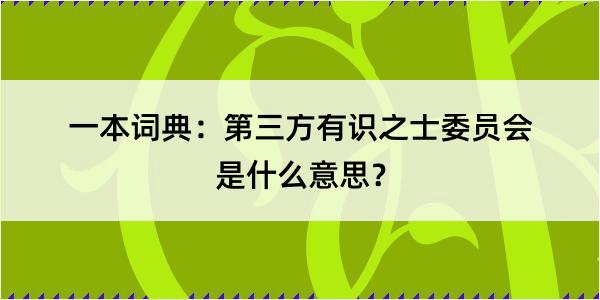 一本词典：第三方有识之士委员会是什么意思？