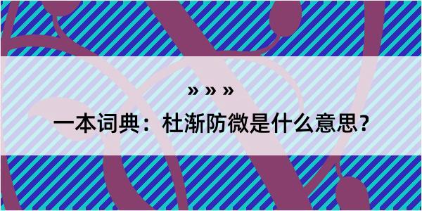 一本词典：杜渐防微是什么意思？