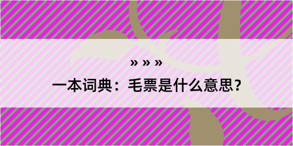 一本词典：毛票是什么意思？