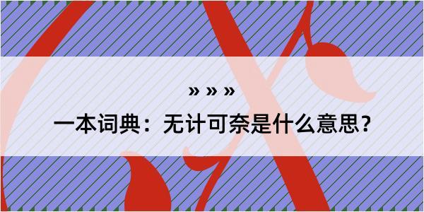 一本词典：无计可奈是什么意思？