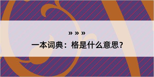 一本词典：格是什么意思？