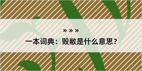 一本词典：毁敝是什么意思？