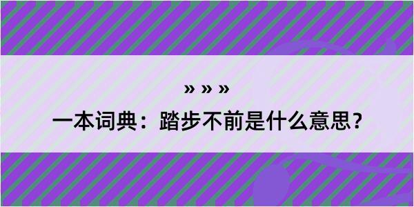 一本词典：踏步不前是什么意思？