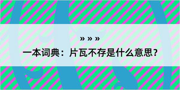 一本词典：片瓦不存是什么意思？