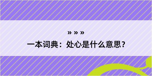 一本词典：处心是什么意思？