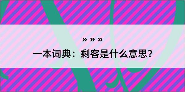 一本词典：剩客是什么意思？