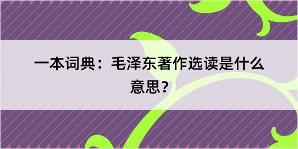 一本词典：毛泽东著作选读是什么意思？