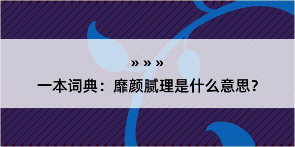 一本词典：靡颜腻理是什么意思？