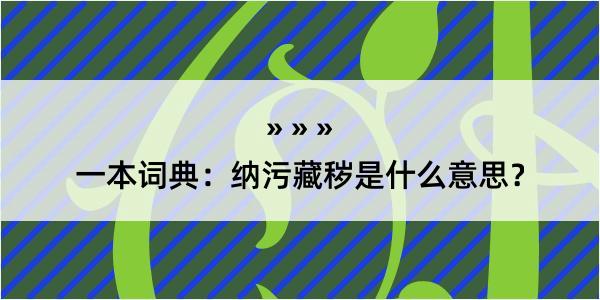 一本词典：纳污藏秽是什么意思？