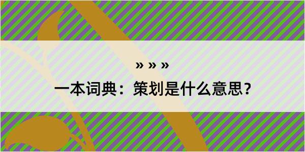 一本词典：策划是什么意思？