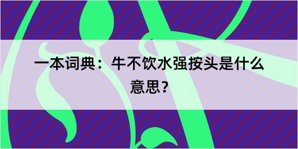 一本词典：牛不饮水强按头是什么意思？