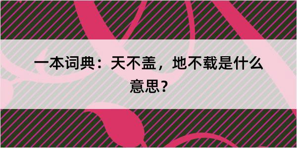 一本词典：天不盖，地不载是什么意思？