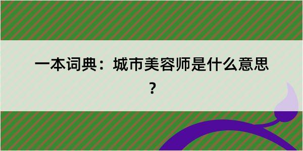 一本词典：城市美容师是什么意思？