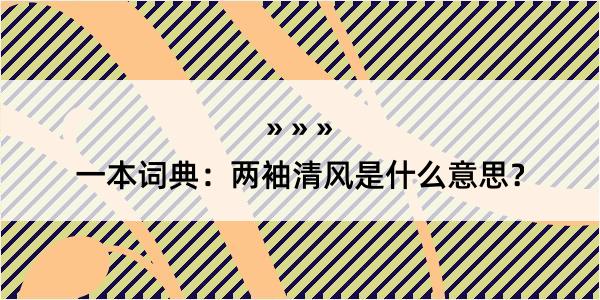 一本词典：两袖清风是什么意思？